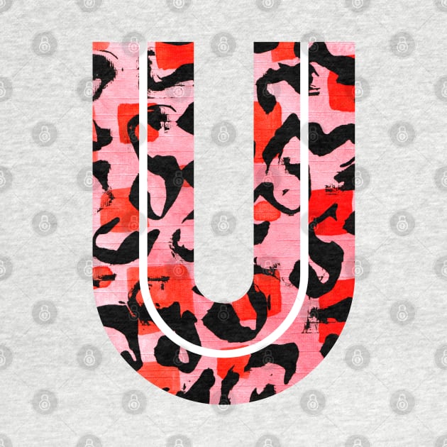 Letter U Watercolour Leopard Print Alphabet Red by Squeeb Creative